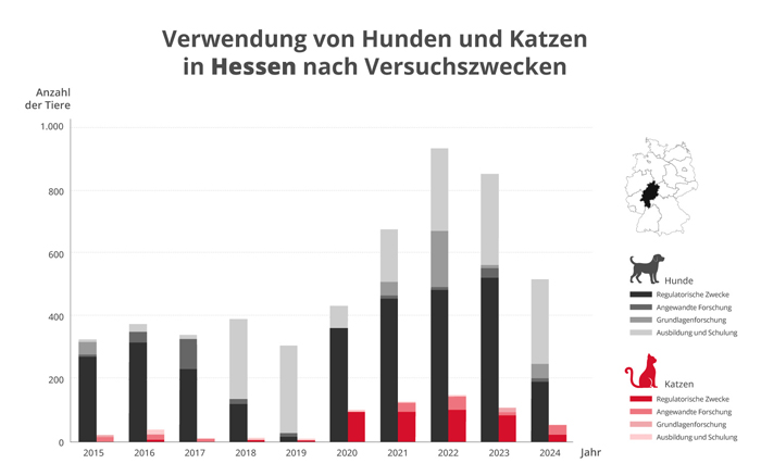 Grafik Tierversuche an Hunden und Katzen in Hessen